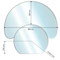 Aduro glassgulvplate, halvmåne inkl bunnplate