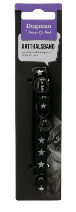 Dogman Kattehalsbånd Star Svart 10mm