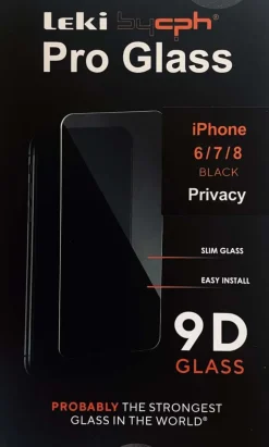 Leki bycph Privacy Pro Glass skjermbeskytter til iPhone 6/7/8 Black
