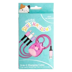 Squishmallows® 3-i-1 USB-C/Micro/Lightning ladekabel