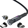 Statik Kabel 360 Pro Magnetisk Spiss USB-C/Lightning/MicroUSB Svart 1 m