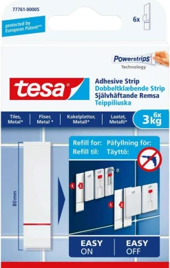 tesa® Powerstrips fils og metall selvklebende limstrimler 6-pk